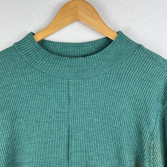 Maurices Womens Green Long Sleeve Knit Mock Neck Tee Size XXL Fair Isle Cuff - Picture 4 of 11
